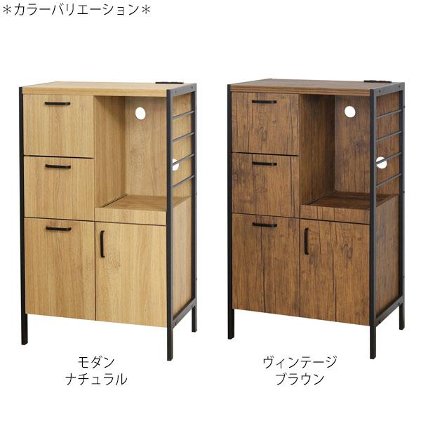 ダイニングボード 開き戸 キャビネット 収納棚 幅60cm 高さ100cm ブラウン ナチュラル 茶 木目 KR-0326 【茶器】