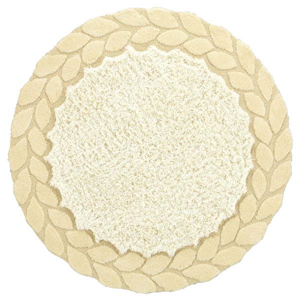 ラグマット 敷物 じゅうたん φ150cm パイル10〜40mm アクリル ポリエステル 防ダニ 白 アイボリー 【送料別】 KS-0266_2