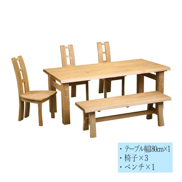 ダイニングセット 5点セット 6人用 テーブル 食卓 机 椅子 ベンチ 木製