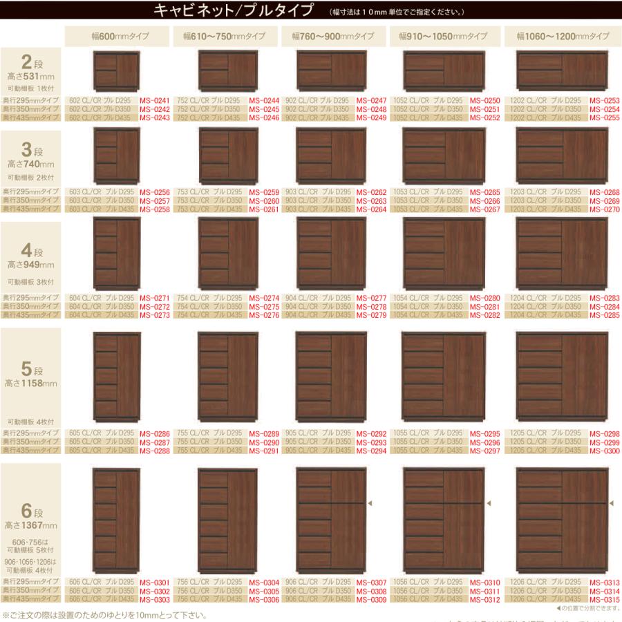キャビネット 戸棚 引出 プル式 6段 オーダー品 幅91〜105cm 奥行35cm 箪笥 タンス 収納 洋服収納 収納家具 シンプル モダン MS-0311