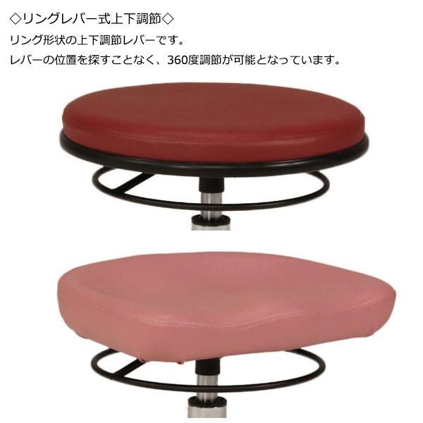 スツール 作業用椅子 ワークチェア 診察イス リングレバー式 上下昇降 背付 ミドルタイプ ゴムキャスター仕様 MT-1306_3