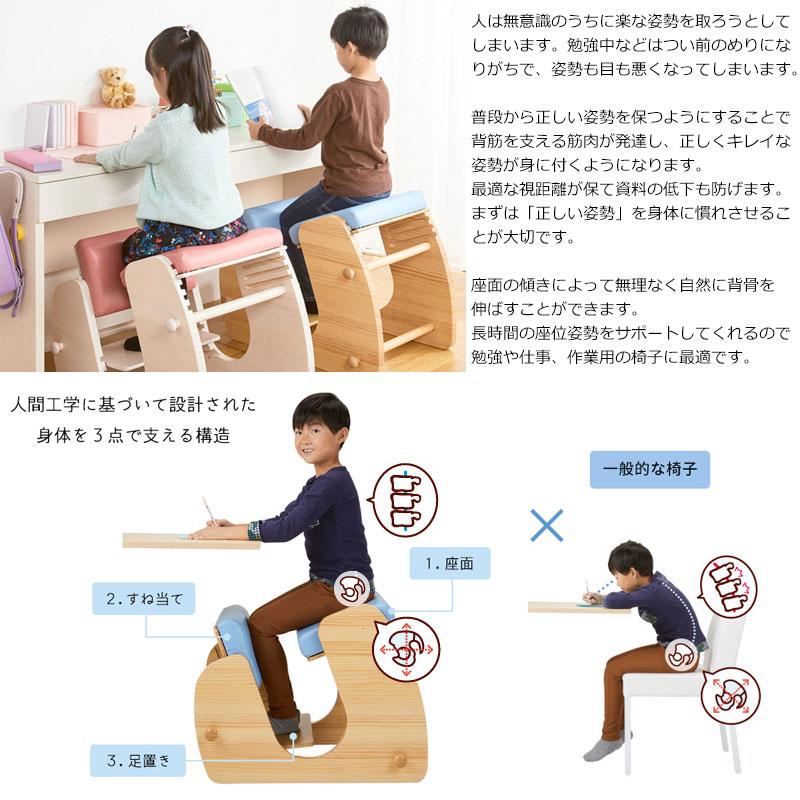 プロポーションチェア キッズ 学習椅子 勉強椅子 姿勢矯正家具 高さ調節可能 ピンク ブルー グリーン ブラウン MY-0429_4
