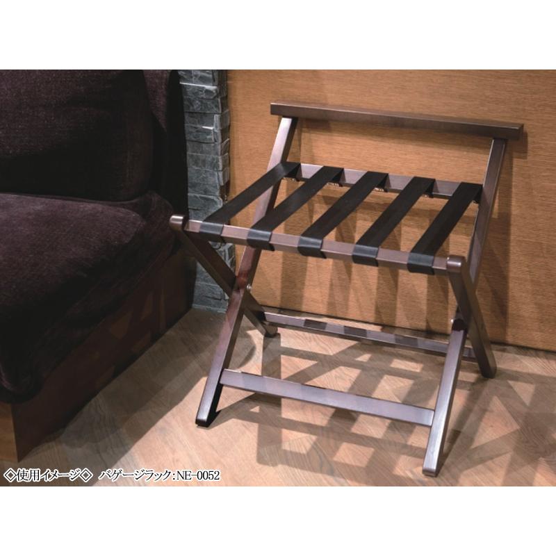 バゲージラック 荷物置き カバン置きバケージスタンド 幅約51cm 取っ手付き 折畳式 アルミ 木目調 ウッド調 ブラウン 茶色 NE-0054の画像