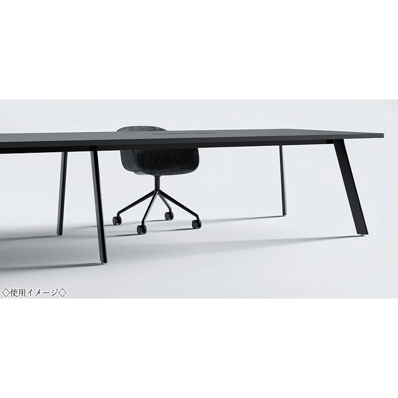 ミーティングテーブル 机 会議テーブル 幅360cm 奥行120cm スタンダードタイプ メラミン化粧板 木目 茶 白 NS-0073の画像