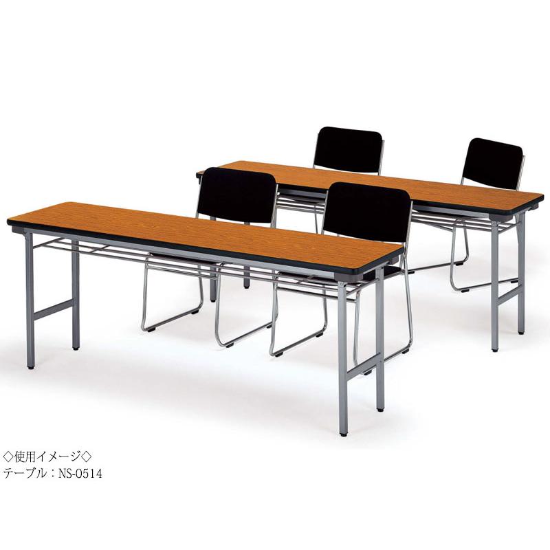 折畳テーブル ワークテーブル 会議机 オフィステーブル 幅150cm 奥行60cm 棚無 アルミ脚 メラミン化粧板 木目 茶 白 NS-0525の画像