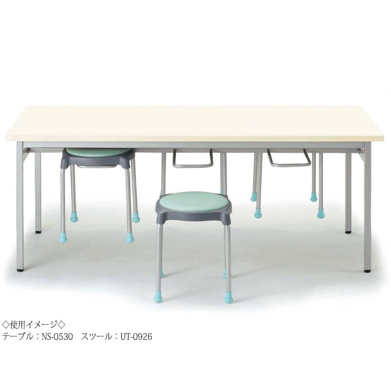 イス掛け式テーブル 作業台 ワークテーブル 幅150cm 奥行75cm 4人用 スツールハンギング メラミン化粧板 アイボリー NS-0529_1