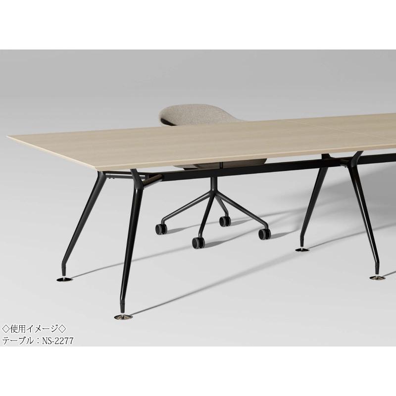 ミーティングテーブル 机 会議テーブル 幅240cm 奥行120cm 舟型 ワイヤリングBOXタイプ メラミン化粧板 木目 茶 白 NS-1722の画像