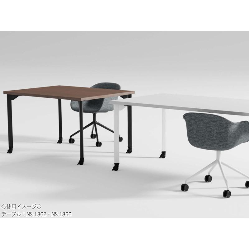 ミーティングテーブル 机 ワークデスク 幅120cm 奥行90cm 角型 キャスタータイプ メラミン化粧板 木目 茶 白 NS-1862の画像