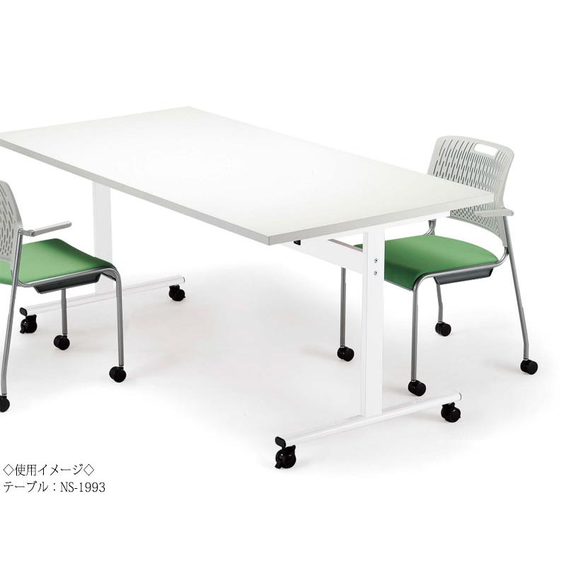 ミーティングテーブル 机 ワークデスク 幅180cm 奥行90cm 角型 キャスタータイプ メラミン化粧板 木目 茶 白 NS-1993の画像