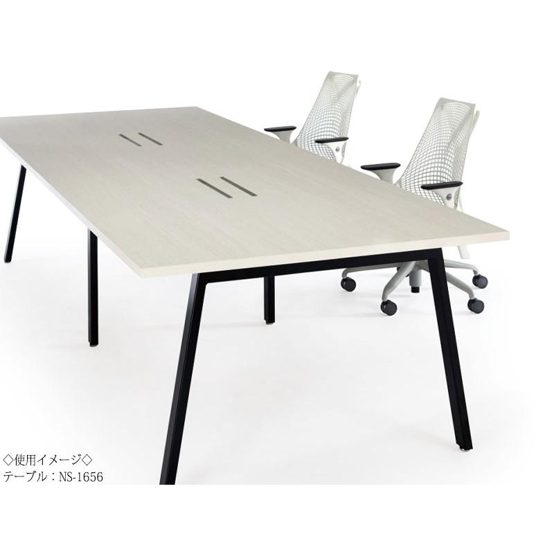ミーティングテーブル 机 会議テーブル 幅320cm 奥行100cm 角型 スタンダードタイプ メラミン化粧板 木目 茶 白 NS-2322の画像