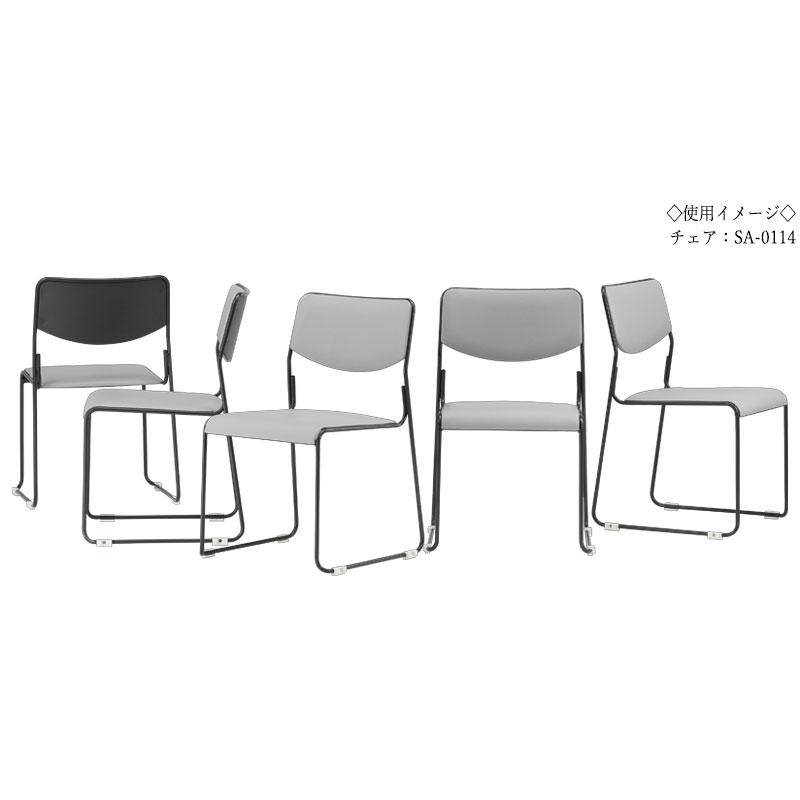 5脚セット ミーティングチェア パイプ椅子 会議椅子 スタッキングチェア スチールフレーム 粉体塗装 レザー張り 連結機能付 スタッキング可能 SA-0114の画像