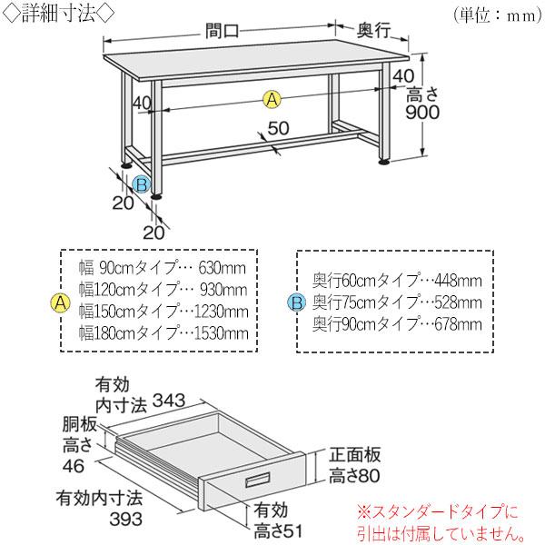 作業台 ワークベンチ テーブル 幅180cm 奥行60cm 高さ90cm