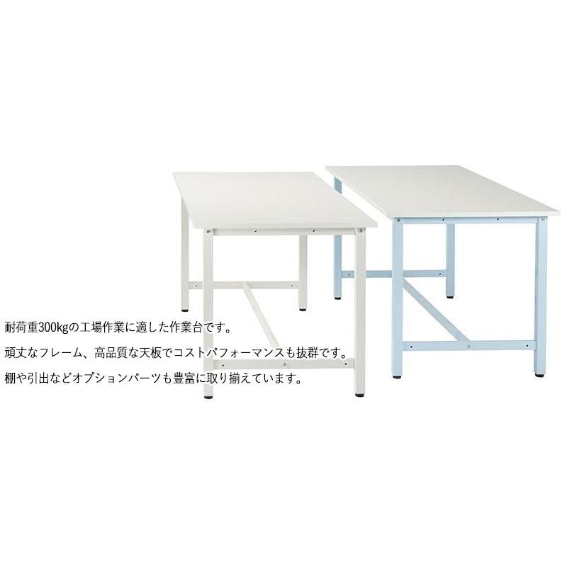 作業台 ワークテーブル 作業テーブル 幅150cm 奥行90cm 低圧メラミン化粧板 軽量 耐荷重300kg アイボリー ブルー TD-0007の画像