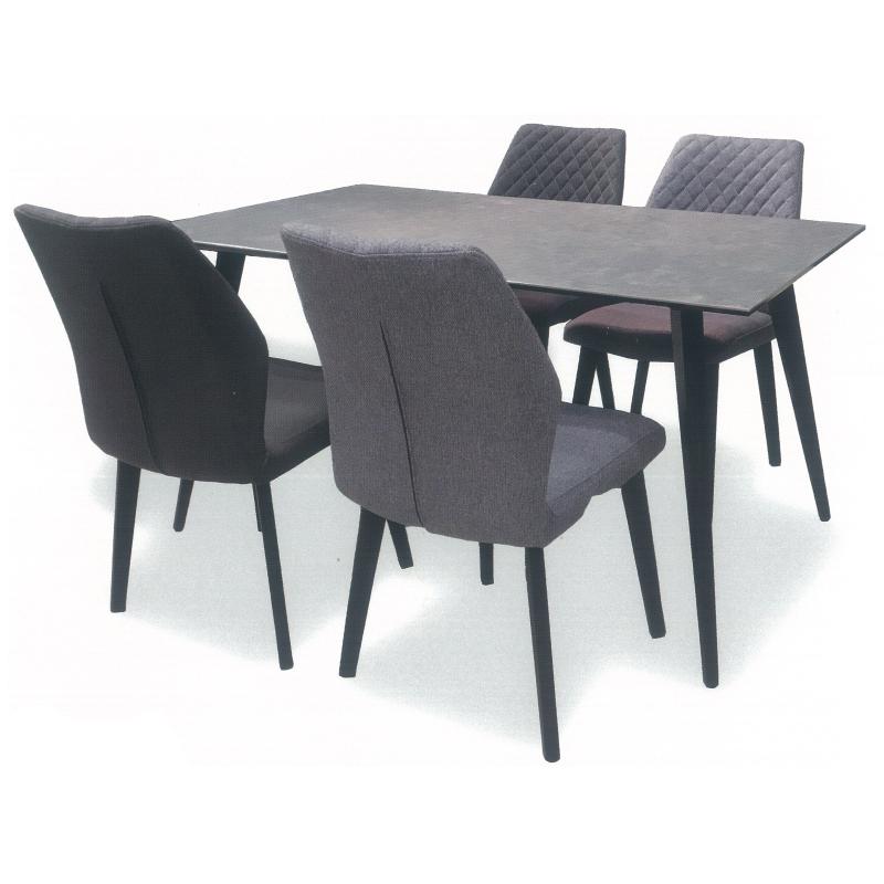 ダイニングセット 5点セット テーブル1台 チェア4脚 食卓机 4人用 幅140cm 幅85cm セラミック天板 スチール脚 グレー ホワイト TN-0152_6