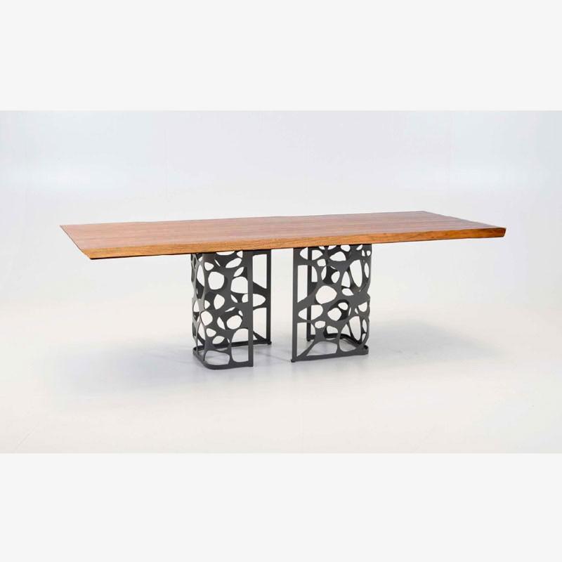 ダイニングテーブル 高級感 金属装飾ウォールナット突板天板ワイドテーブル　幅2.4ｍ mut0198bd