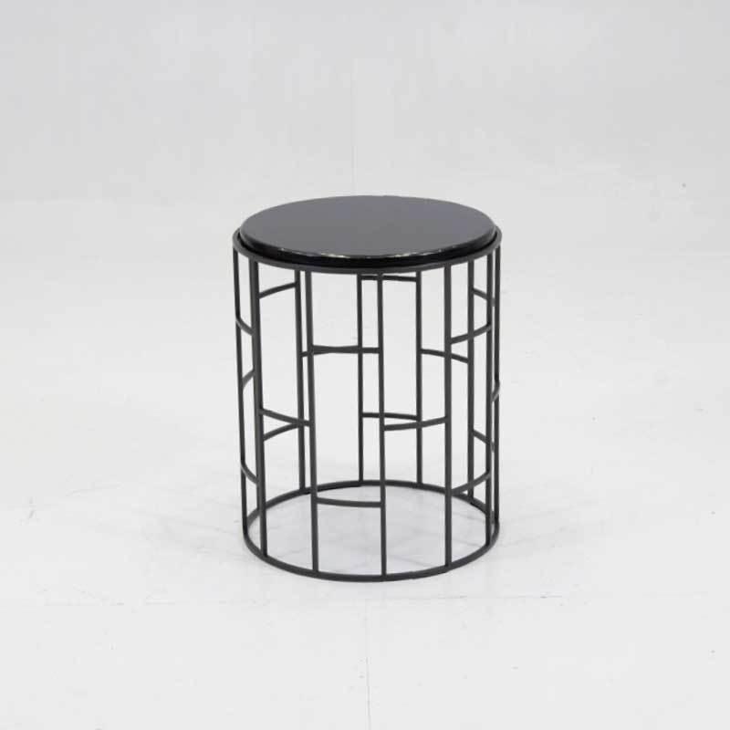 人口大理石 サイドテーブル モダン 円形 ブラックテーブル 花台 商業施設 mut0482bl