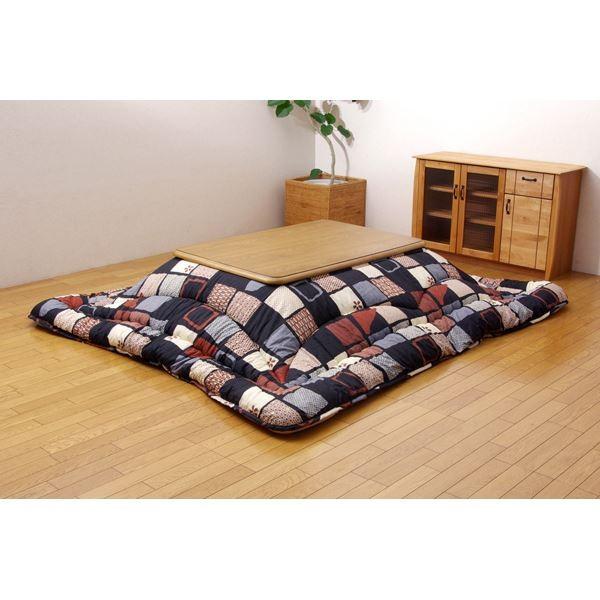 【メーカー再生品】 こたつ布団/厚掛け布団 〔単品 和モダン ブラック 205×205cm〕 裏地フランネル 表地綿100％ 日本製 国内プリント 〔リビング〕〔代引不可〕