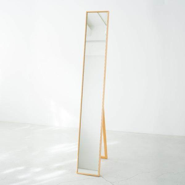 高級品-細枠スタンドミラー 幅32cm(ナチュラル) 天然木/姿見鏡/スリム