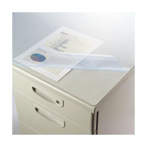 (まとめ）ライオン事務器 デスクマット再生オレフィン製 光沢仕上 ダブル（グレーフェルト付） 1090×690×1.5mm No.117-FRK1枚〔×3セット〕