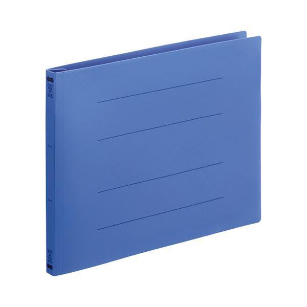 (まとめ) TANOSEE フラットファイル（再生PP） A4ヨコ 150枚収容 背幅18mm ロイヤルブルー 1パック（5冊） 〔×10セット〕