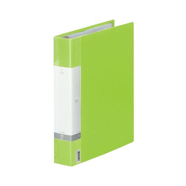 (まとめ) リヒトラブ リクエスト クリヤーブック(クリアブック)(ポケット交換タイプ) A4タテ 30穴 35ポケット付属 背幅50mm 黄緑 G3803-6 1冊 〔×10セット〕