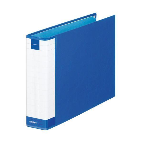 (まとめ) ライオン事務器 パイプ式ファイル(環境)両開き A4ヨコ 400枚収容 40mmとじ 背幅61mm ブルー No.742RK 1冊 〔×10セット〕