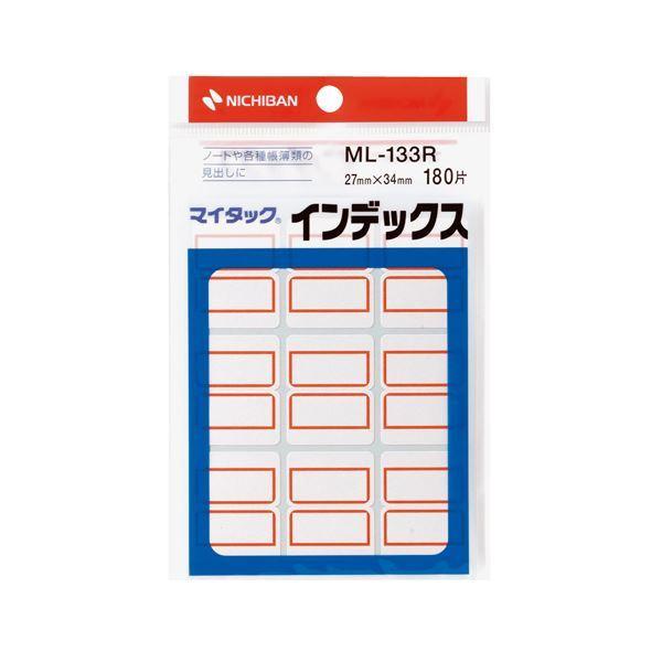 (まとめ) ニチバン マイタック インデックス 紙ラベル 大 27×34mm 赤枠 ML-133R 1パック(180片：9片×20シート) 〔×50セット〕