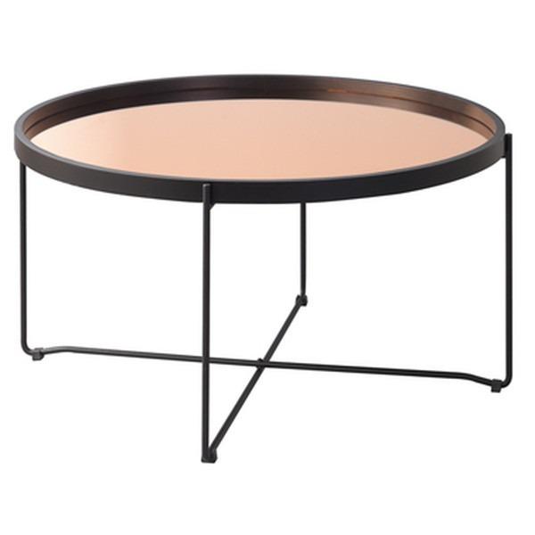 サイドテーブル ミニテーブル 約幅73cm L ミラー天板 円形 ラウンド トレーテーブル リビング ダイニング インテリア家具