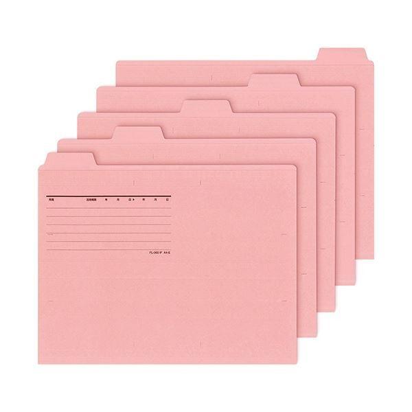 (まとめ) プラス カットフォルダー 5山 A4マチなし ピンク FL-065IF 1パック(5冊) 〔×30セット〕