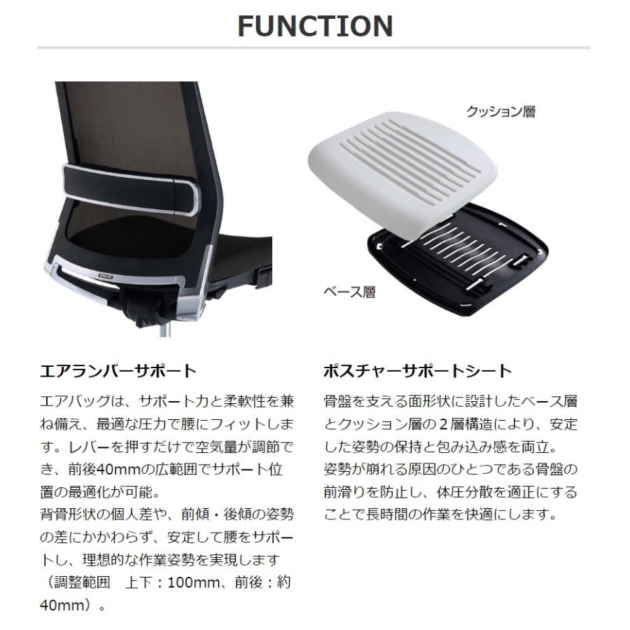 コクヨ C09-P20_-BK_1 オフィスチェア AIRFORT2＜エアフォート2＞ スタンダードタイプ 肘なしの画像