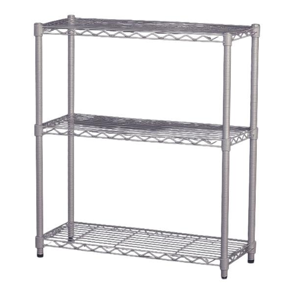スチールラック3段 スリム 高さ調整可 耐荷重60kg シルバー スチールラック 3段 スリム 幅75cm 奥行25cm 高さ74.3cm グレー (約75