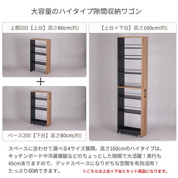 隙間 ラック すき間 ワゴン ハイタイプ 幅20cm 奥行45cm 高さ160cm