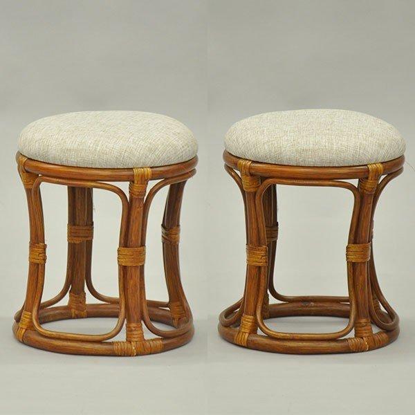 丸椅子 丸スツール チェア 腰掛け 座面高さ38.5cm クッション ラタン