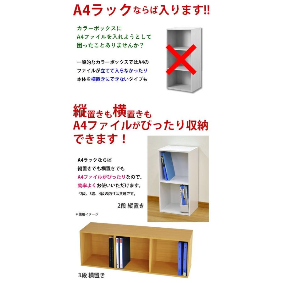 A4対応カラーボックス3段 (3個)幅35.9cm 奥行き29.2cm 高さ105.1cm