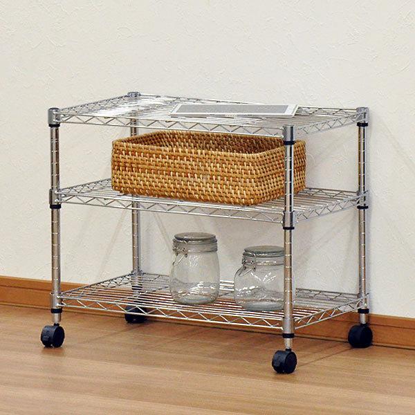 スチールラック 幅60cm 奥行き35cm 高さ51cm 3段 メッキ リビング収納