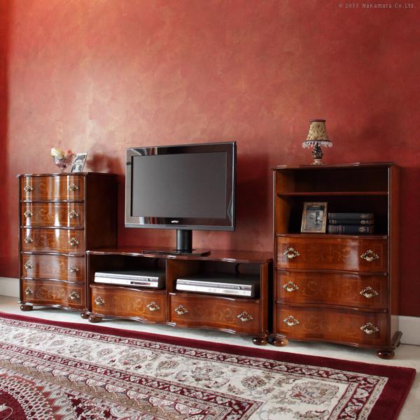 イタリアン テレビ台 幅110cm 丸脚 イタリア家具 輸入家具 アンティーク調 イタリア 家具 ヴェローナクラシック 丸脚テレビボード W110cm 丸脚
