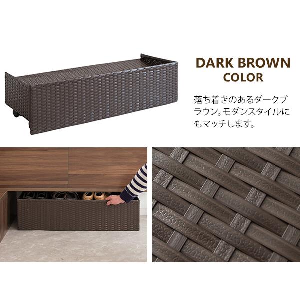 シューズラック 2段 完成品 おしゃれ ラタン調 高さ23cm 下駄箱下 収納