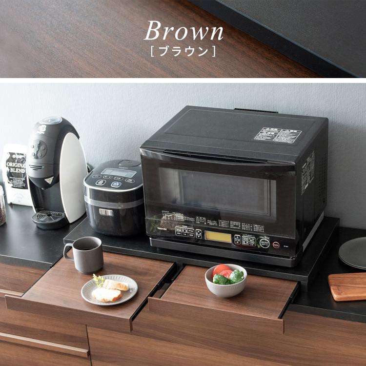 レンジ 下 スライドテーブル 2枚 後付け 幅80cm 完成品 おしゃれ レンジ下トレー レンジ下 台 キッチン 作業台 作業テーブル 調理台 作業スペース 調理スペースの画像