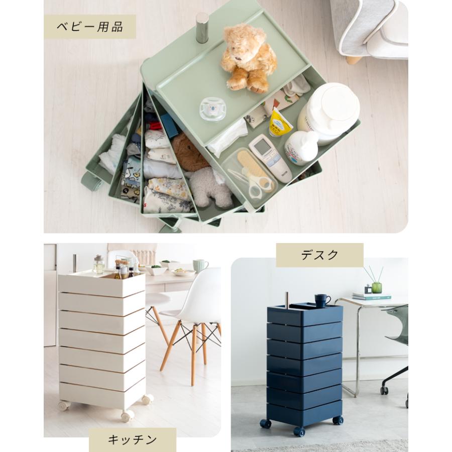 新品未使用　収納ワゴン　7段　アイボリー ワゴン 7段 キャスター付き 回転 32幅 ほぼ完成品(キャスター