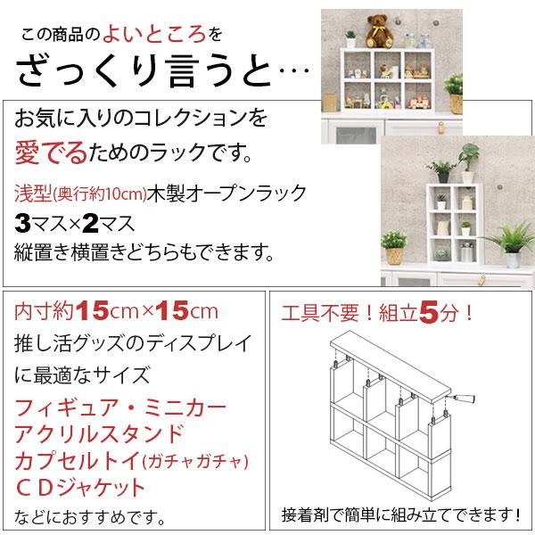 アクスタ 収納 棚 推し活 収納ラック 飾る 6マス(2段×3列) 1マス高さ