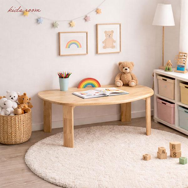 ローテーブル 折りたたみ テーブル 半円 80×60 完成品 天然木