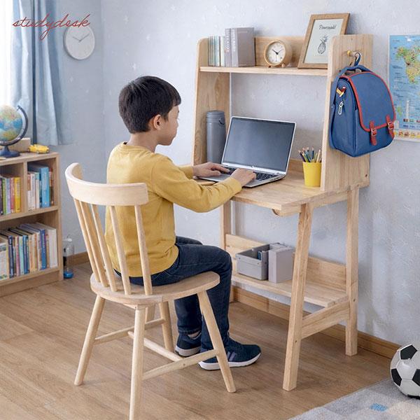 デスク パソコンデスク 94×50 ラック付き 収納付き 天然木