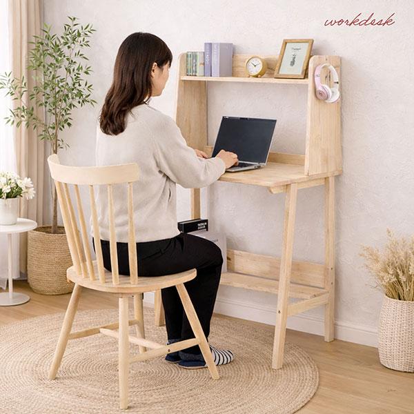 デスク パソコンデスク 94×50 ラック付き 収納付き 天然木