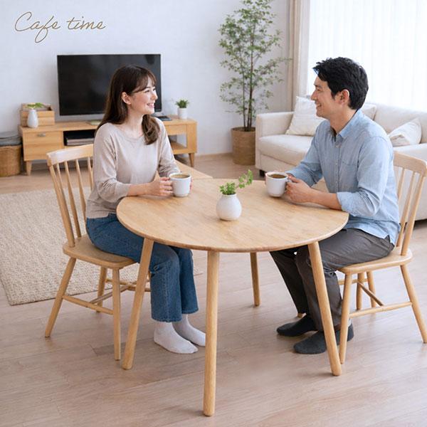 円形木製ダイニングテーブル 直径100cm ダイニングテーブル 丸テーブル 円形 直径100cm 天然木 ラバーウッド