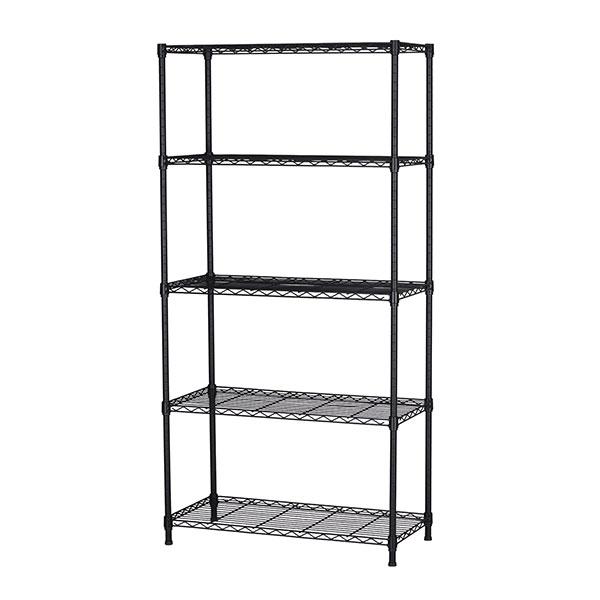 スチールラック 5段 幅75cm 奥行35cm 高さ150cm ブラック 黒 キッチン