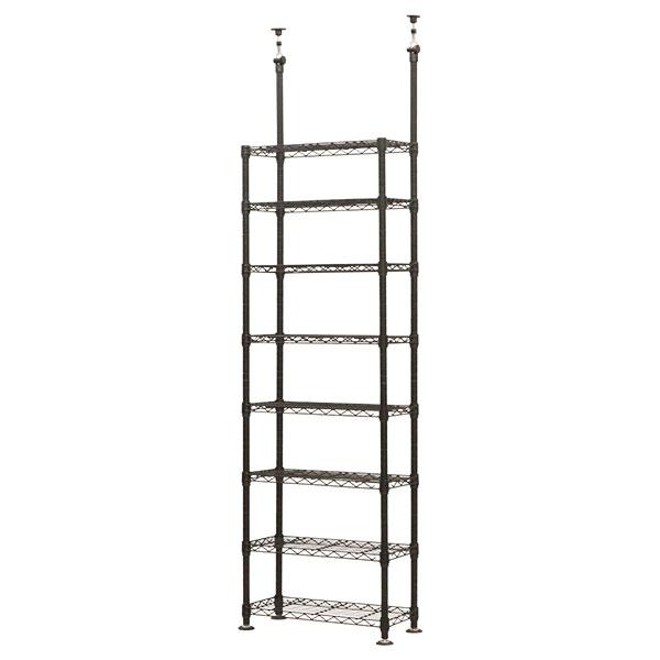 天井突っ張り 本棚 スチールラック8段 奥行き30cm 頑丈 耐荷重65kg(棚