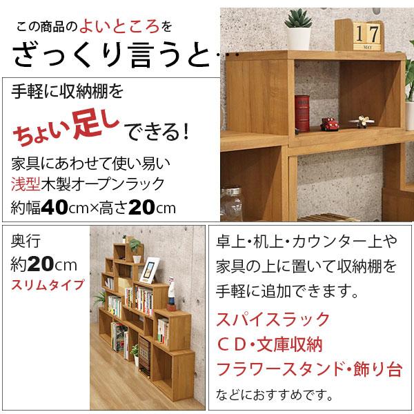 オープンラック 1段 40×20 2個セット 奥行20cm 収納 棚 薄型 おしゃれ