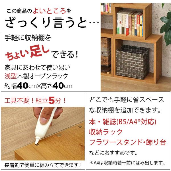 オープンラック 1段 40×40 奥行20cm 収納 棚 薄型 おしゃれ 組み合わせ