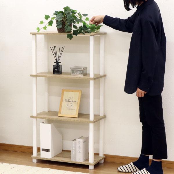収納ラック 4段 オープンラック4段 工具不要 簡単組立 幅60cm(59cm