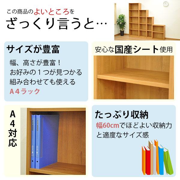カラーボックスA4対応 収納棚A4ファイル2段 すき間収納 幅60cm奥行29.5